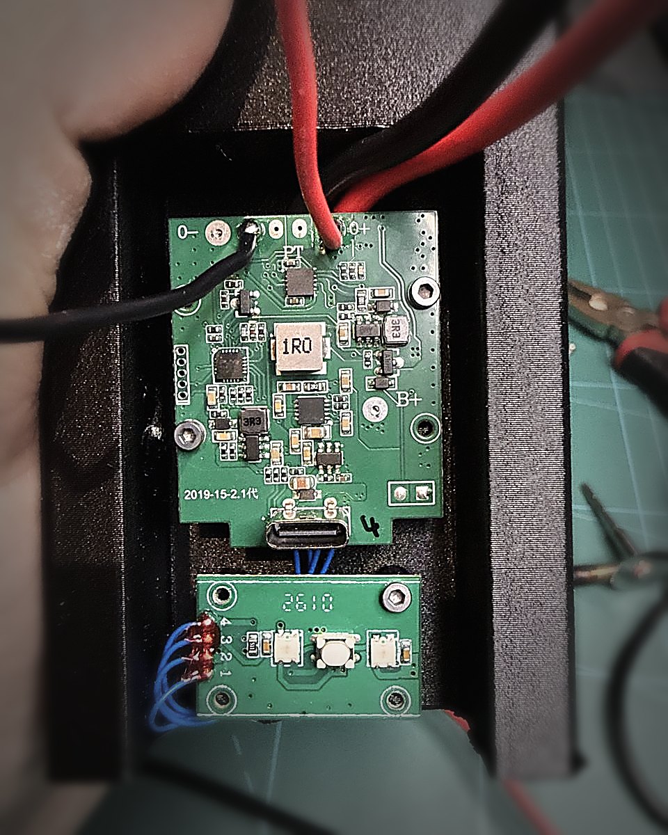 Power and control boards seated inside the printed enclosure